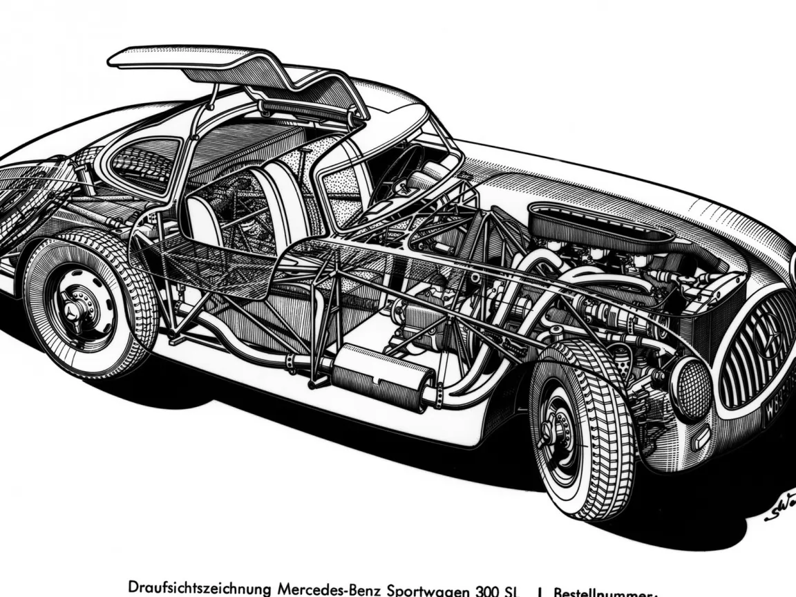 Mercedes 300sl Gullwing чертеж