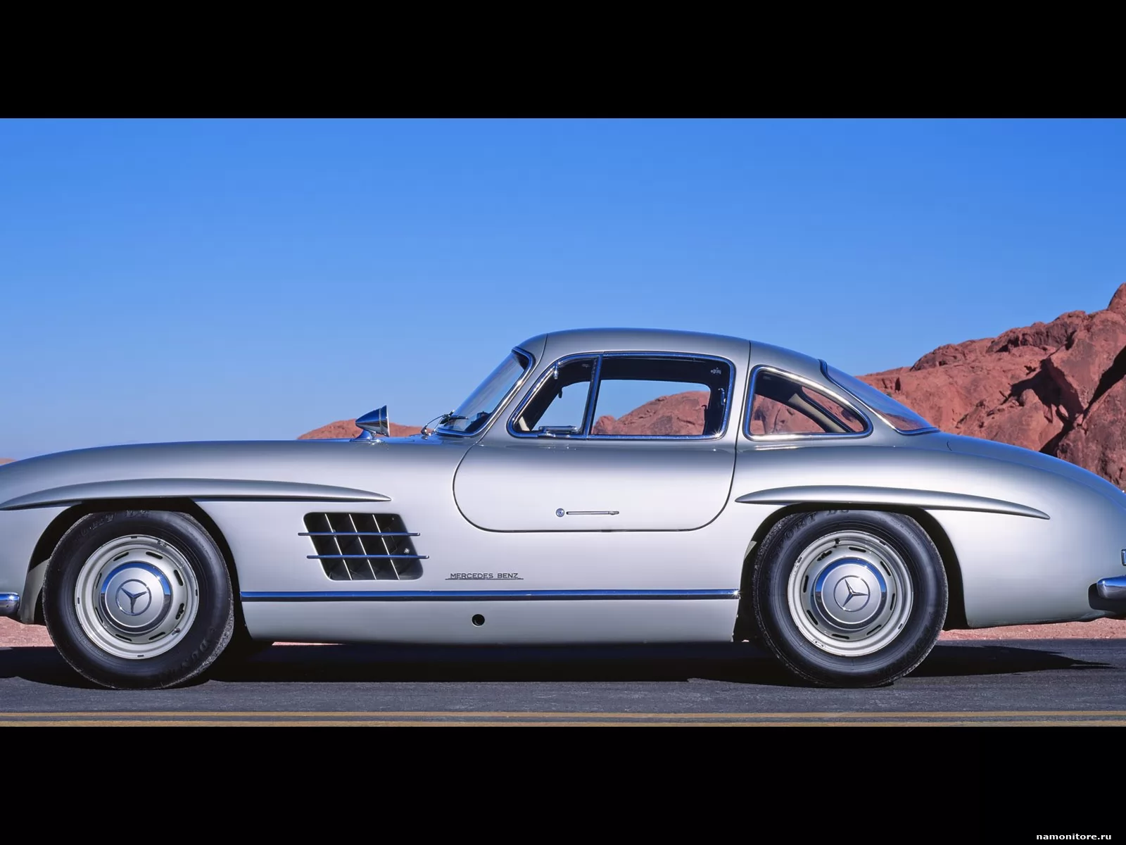 Серебристый Mercedes 300sl сбоку, Mercedes-Benz, автомобили, ретро,  серебристое, техника х - Обои для рабочего стола