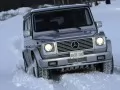 выбранное изображение: «Серебристый Mercedes G-55-Amg на зимней дороге»