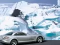 обои для рабочего стола: «Серебристый Mercedes Slr-Mclaren на фоне ледяного пейзажа»