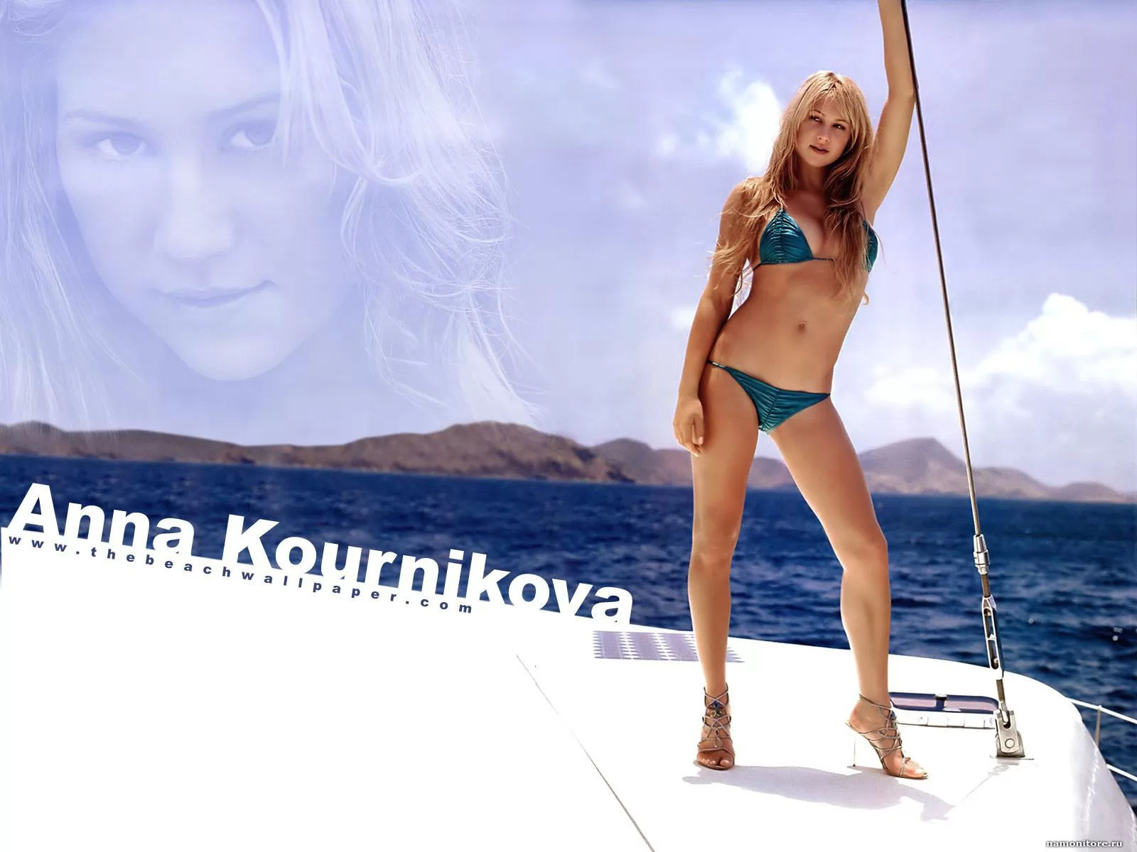 Анна Курникова, блондинки, девушки, знаменитости, синее х