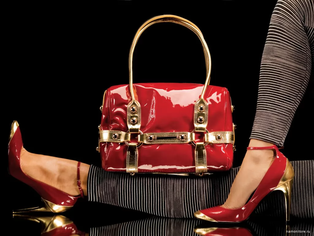 Handbag and shoes, black, clipart, girls, grey, red x