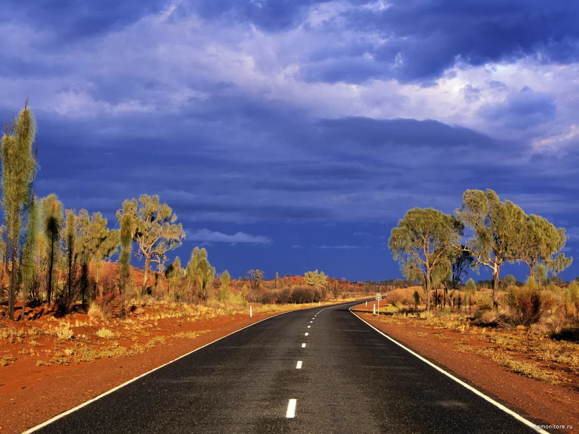 Дорога в Австралии, Австралия, пейзажи, природа, шоссе х