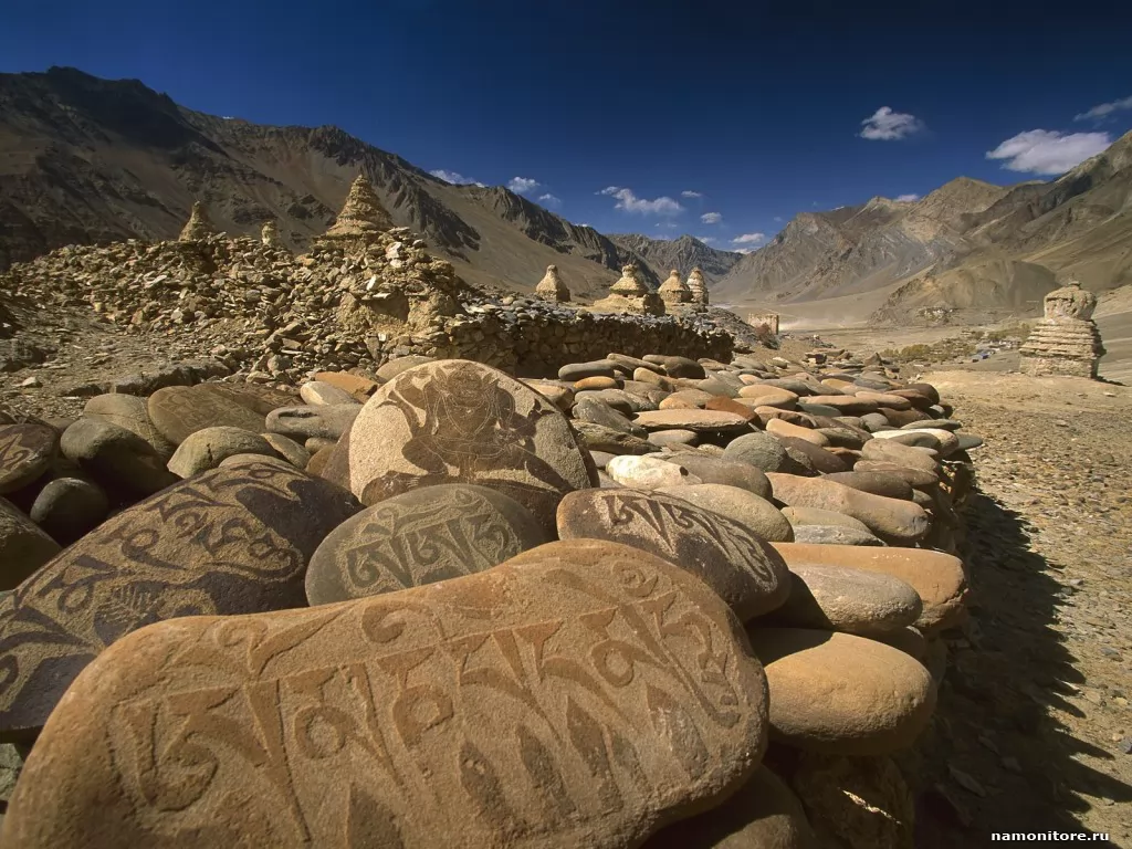 . Carved Buddhist Mani Stones, , ,  