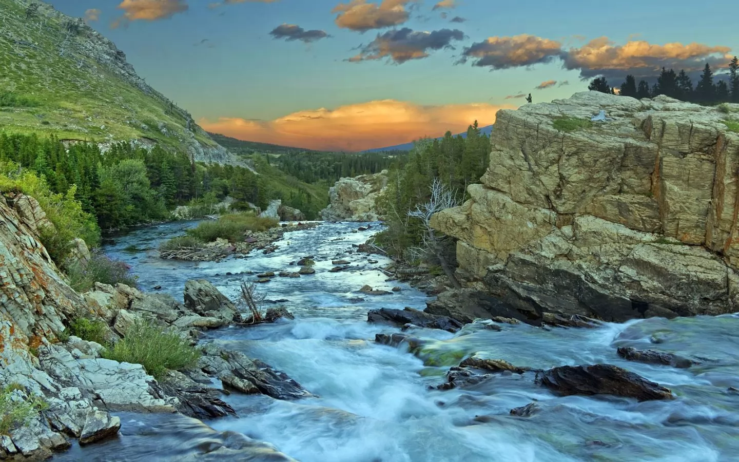 �������. Many Glacier Sunset, �������, �����, �������, ������� �