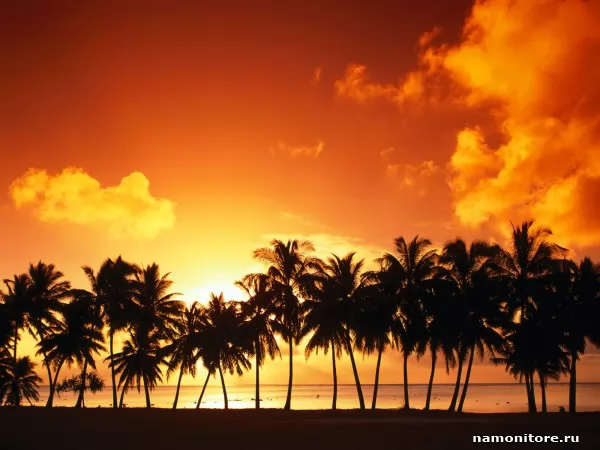 Cook islands. Aitutaki Island Sunset, Nature
