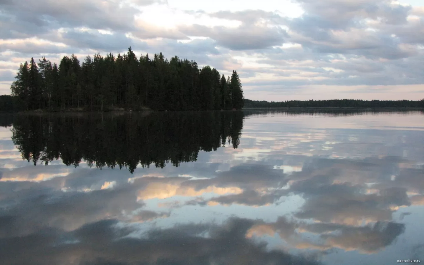 Reflections, forest, island, lake, landscapes, nature x