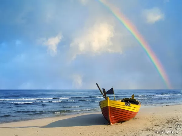Poland, a rainbow over Baltic sea, Nature