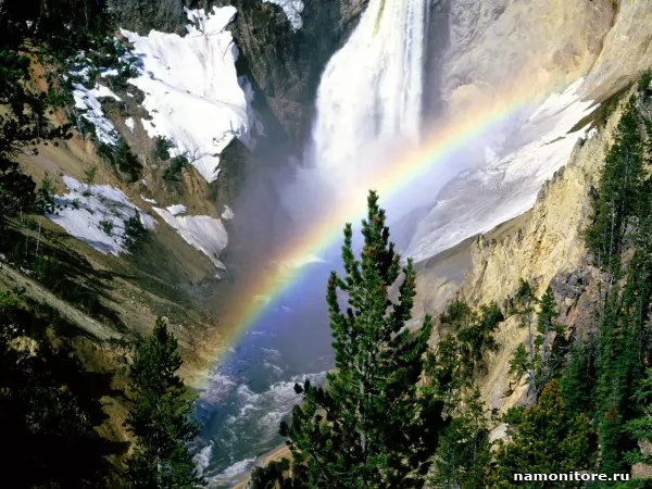 The Rainbow over the mountain river, Nature