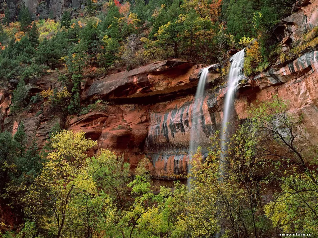 . Emerald Pools Waterfall, Zion National Park, , ,  
