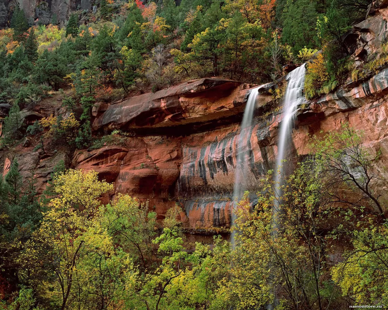 . Emerald Pools Waterfall, Zion National Park, , ,  