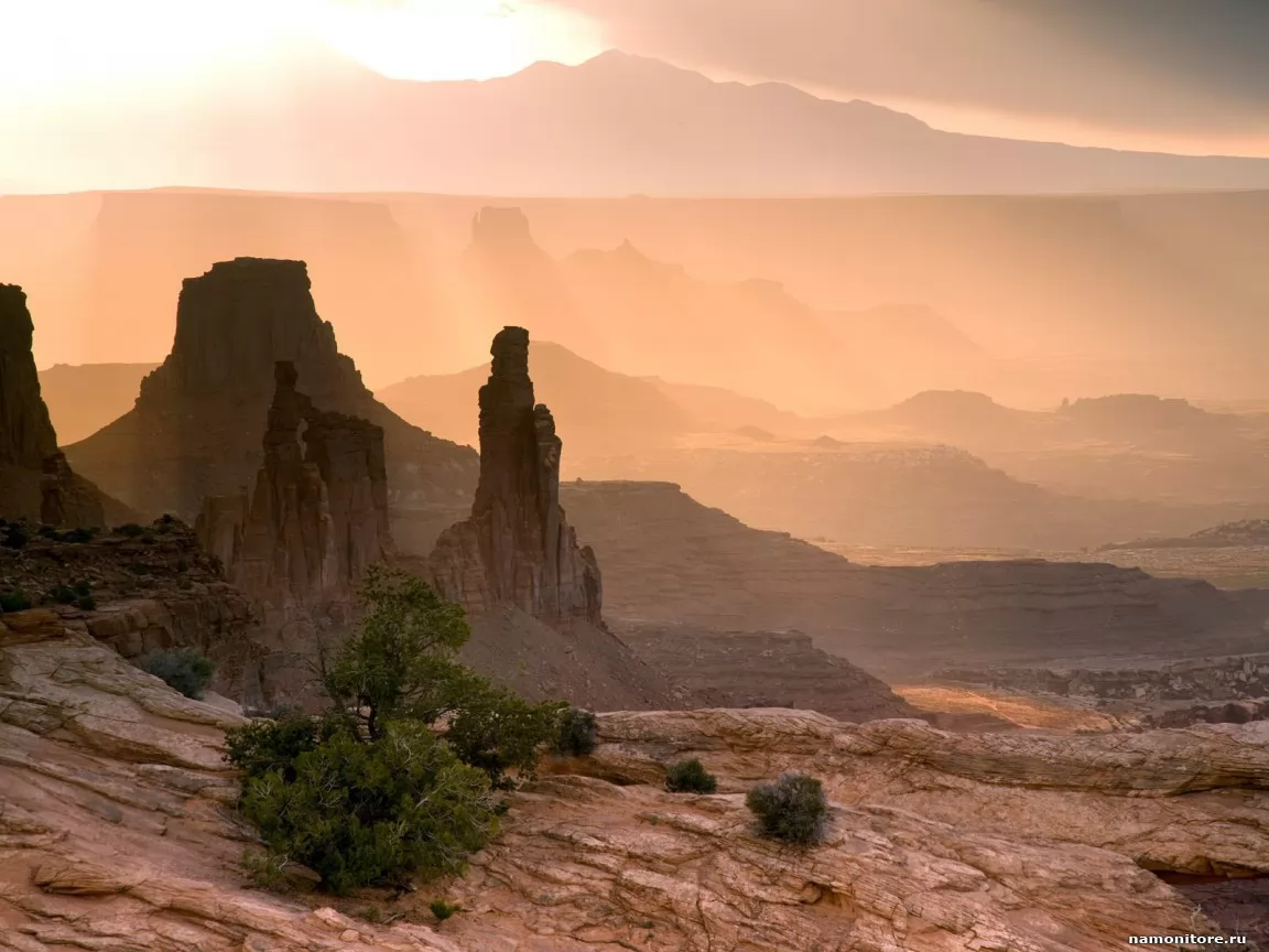 Закат солнца в каньоне, закат, каньон, коричневое, лучшее, пейзажи, природа х