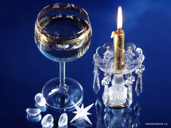 Glass and a candle, New year
