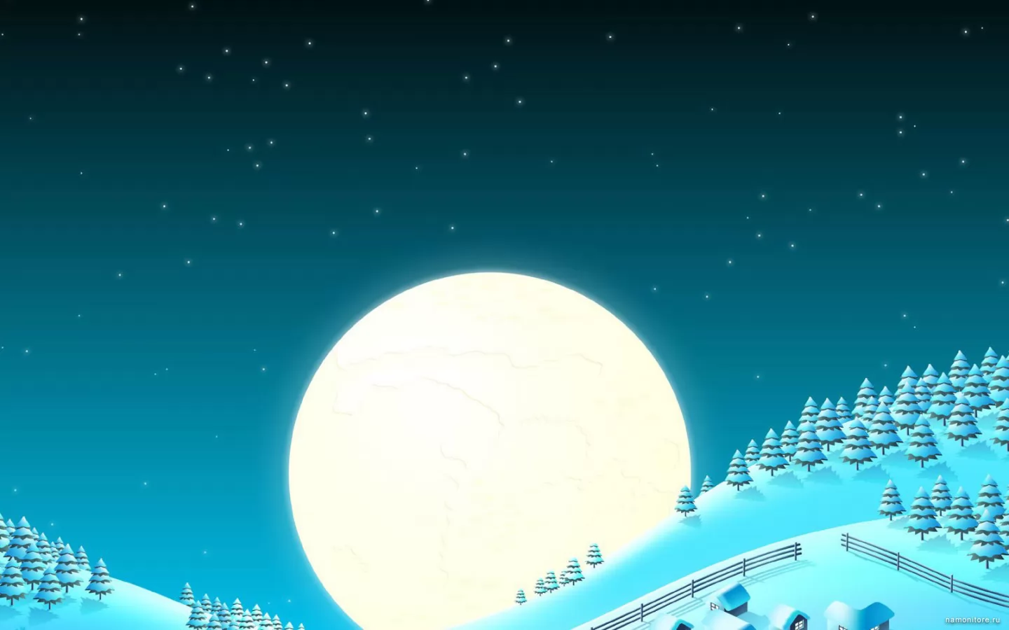 Огромная луна, зима, луна, лучшее, ночь, рисованное, синее х
