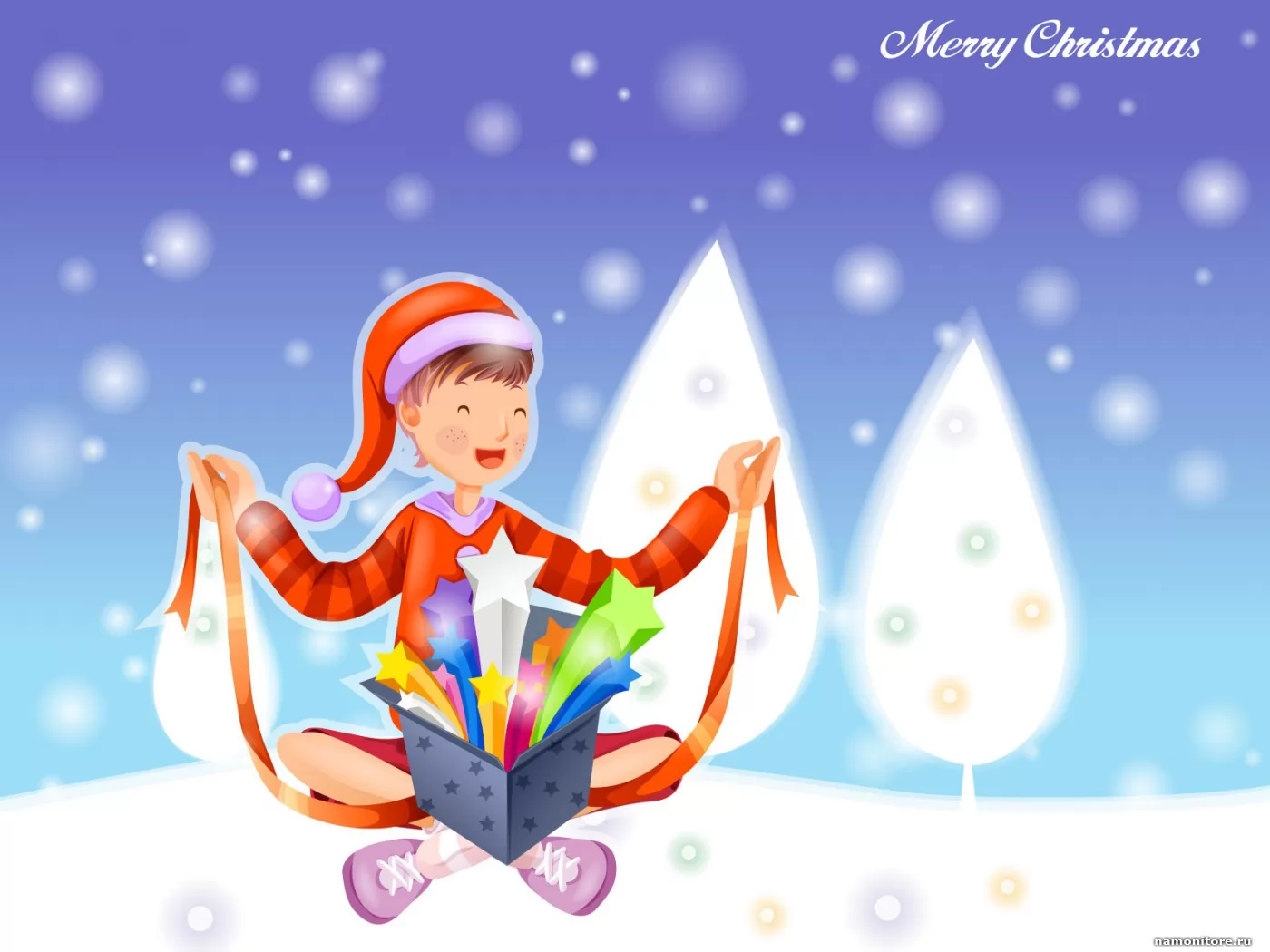 Звезды в подарок, зима, Новый год, подарки, праздники, рисованное, синее х