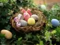 Bast basket with Easter eggs