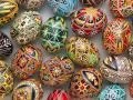 variously decorated Easter eggs