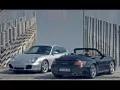 open picture: «Porsche 911-Turbo-S. Two cars — silvery and black with open top»