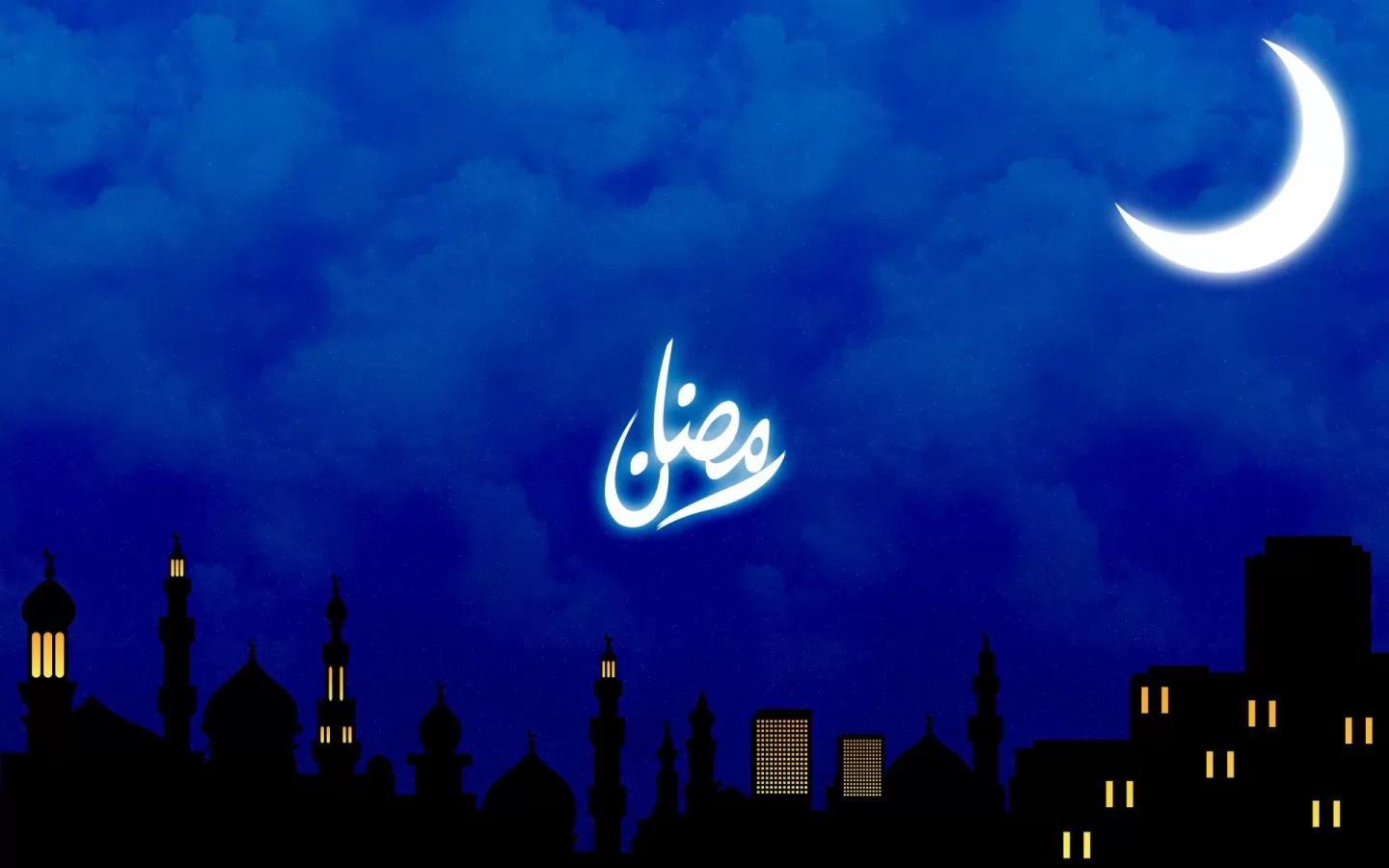 Ночной исламский город в Рамадан, лучшее, ночь, праздники, Рамадан, рисованное, синее х
