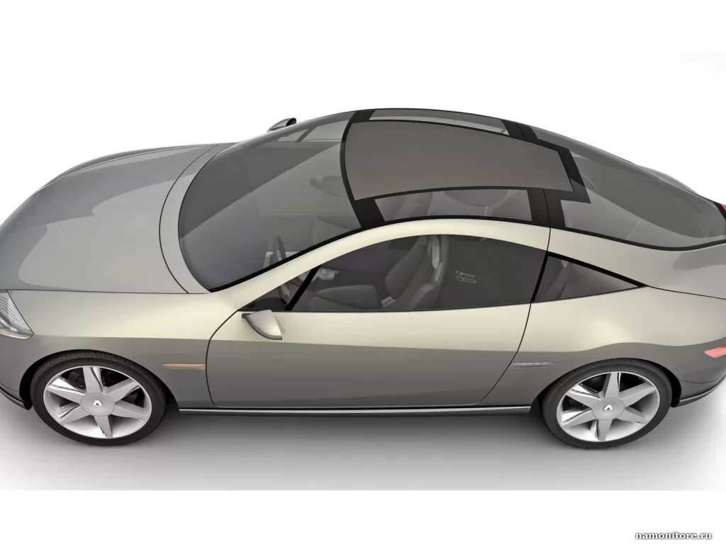 Серо-серебристый Renault Fluence-Concept сверху, 3D, Renault, автомобили, концепт, серебристое, серое, техника х