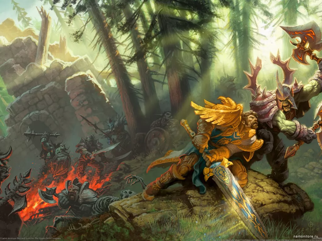 World of Warcraft: Trading Card Game, компьютерные игры, мужчины, оружие, рисованное, фэнтези х