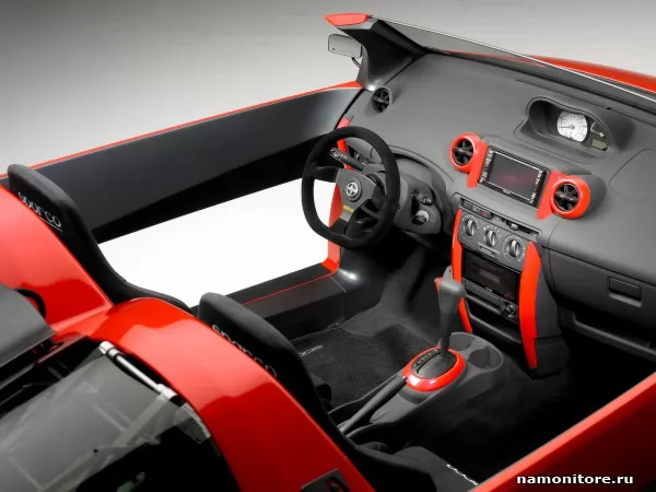 Красно-чёрный салон Scion Five Axis xA Speedster Concept, Scion