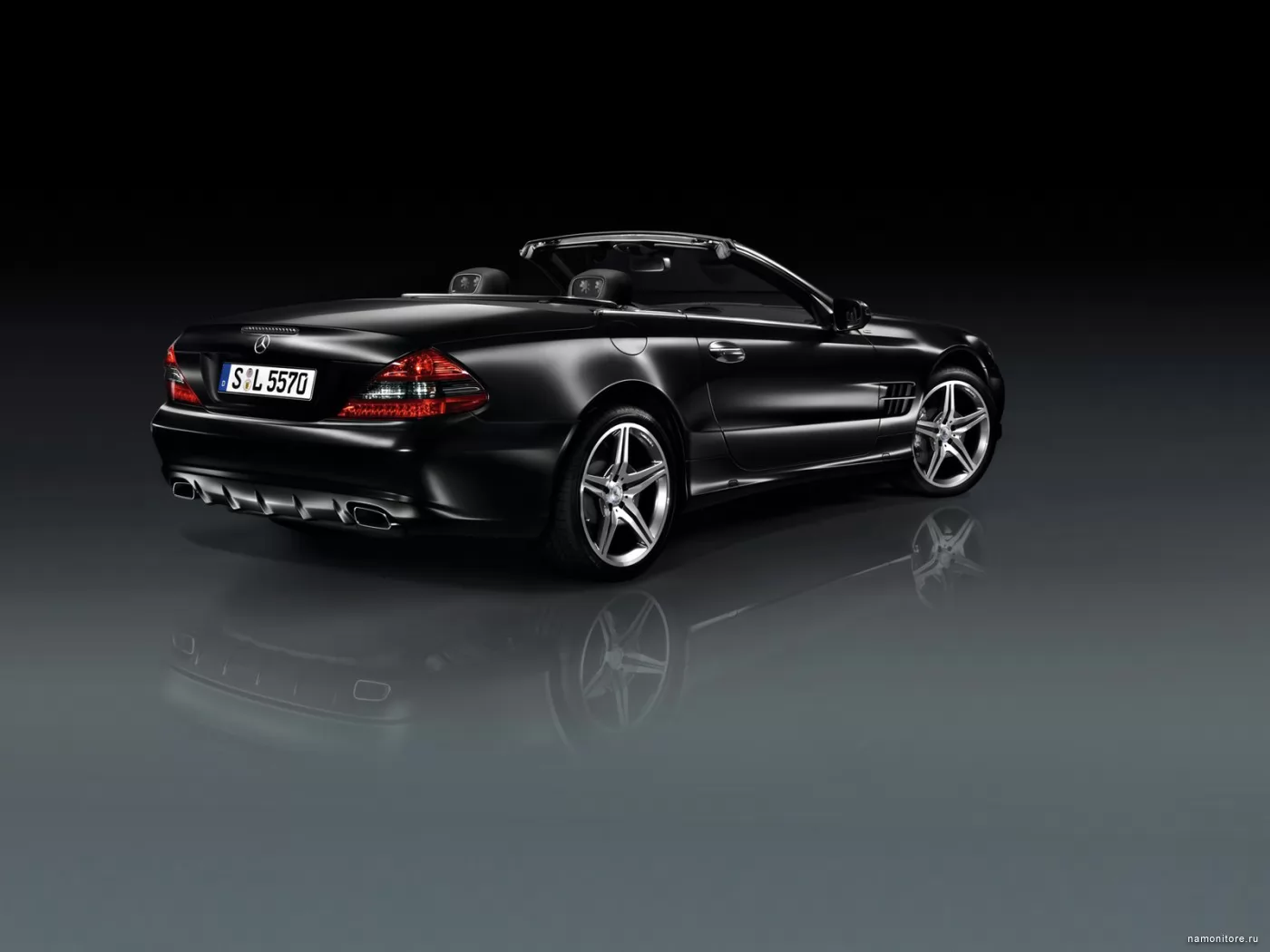 Mercedes-Benz SL Night Edition, 3D, Mercedes-Benz, автомобили, кабриолет, рисованное, техника, чёрное х