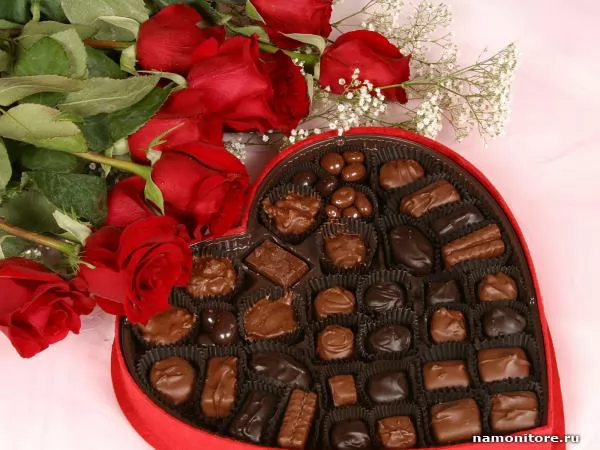 Sweets and roses, Day of St. Valentine