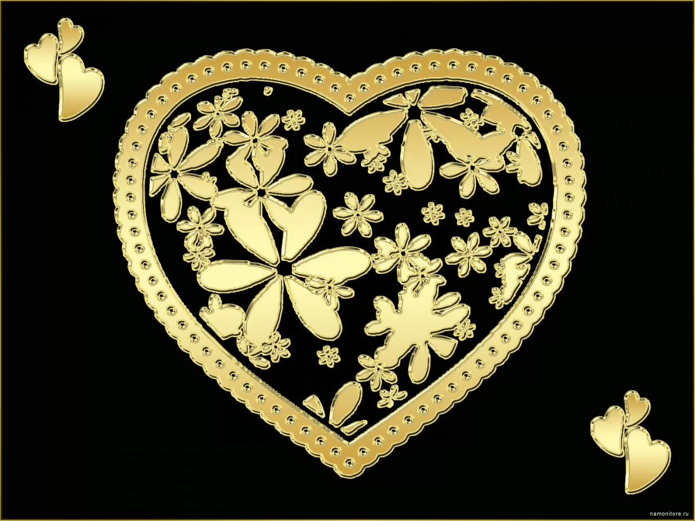 Золотое сердце, день святого Валентина, золотистое, праздники, рисованное, сердце, чёрное х