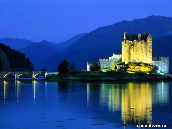Scotland. Eilean Donan Castle, Loch Duich, Cities and the countries