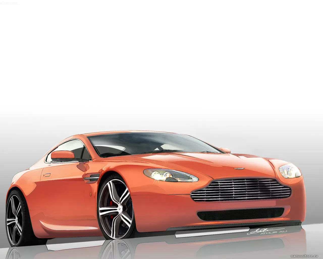 Aston Martin V8 Vantage N400, Aston Martin, автомобили, лучшее, оранжевое, рисованное, техника х