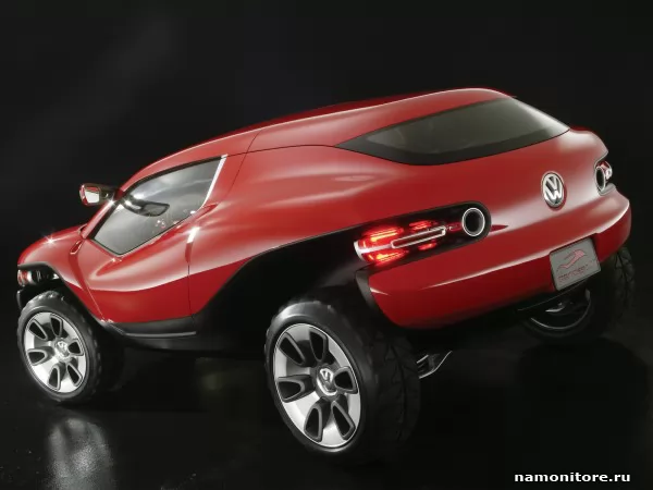 Красный Volkswagen Concept-T на чёрном фоне, Volkswagen