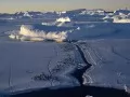 open picture: «Antarctica, a kind from air on group of penguins»