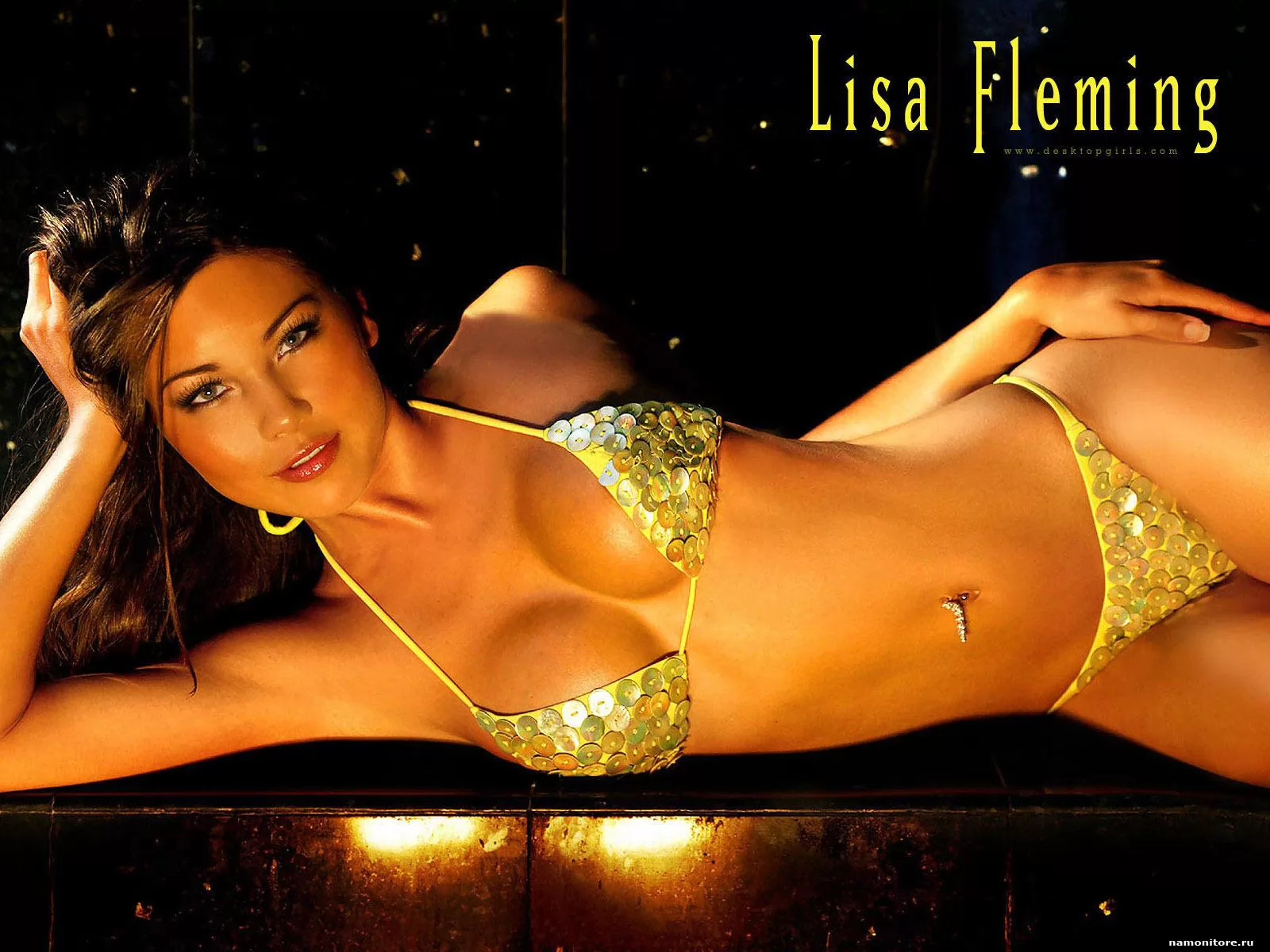 Лиза Флеминг [Lisa Fleming], девушки, знаменитости, золотистое, чёрное х