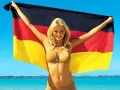 open picture: «Eva Padberg in a bathing suit with a German flag»