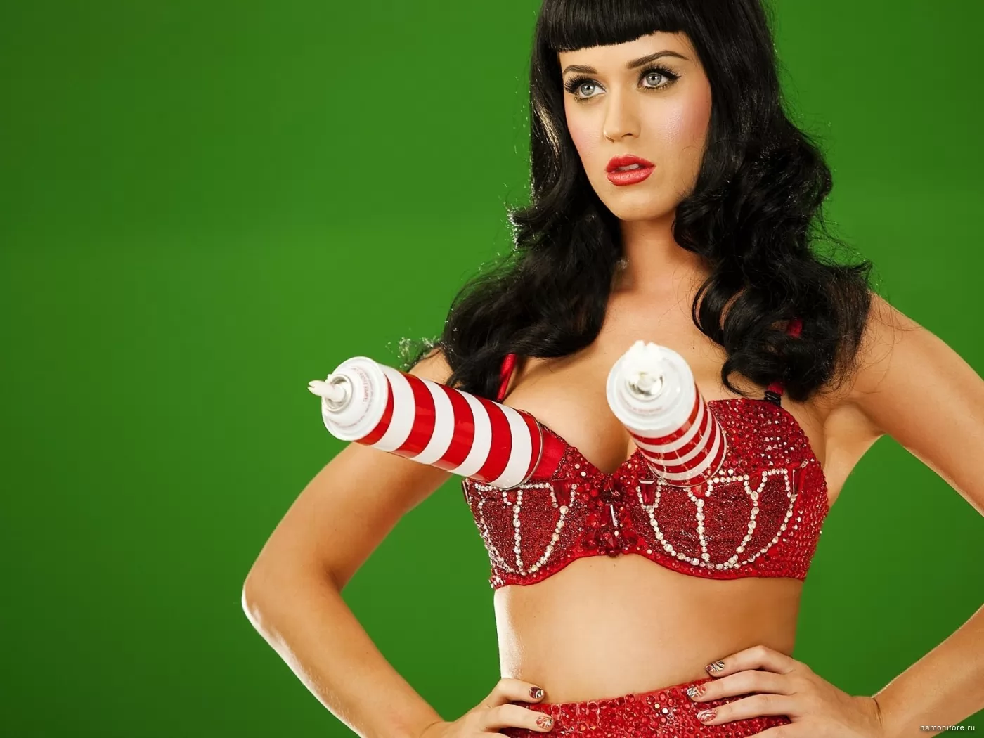 Katy Perry, brunettes, celebrities, girls, green, Katy Perry x