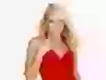 Mirjam Weichselbraun in a red dress