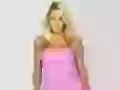 Mirjam Weichselbraun in a pink dress